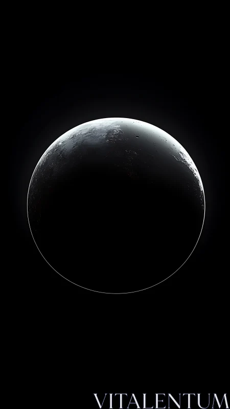 Crescent planetary sphere rendered against uniform black space