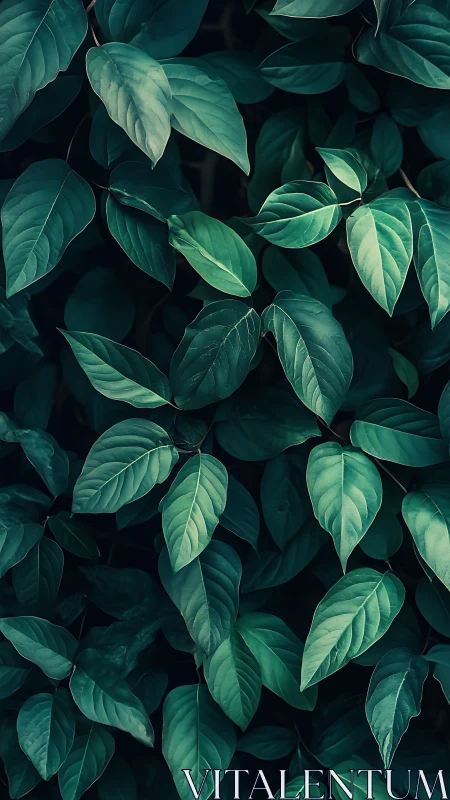 Dense green foliage fills frame in vertical close-up photo