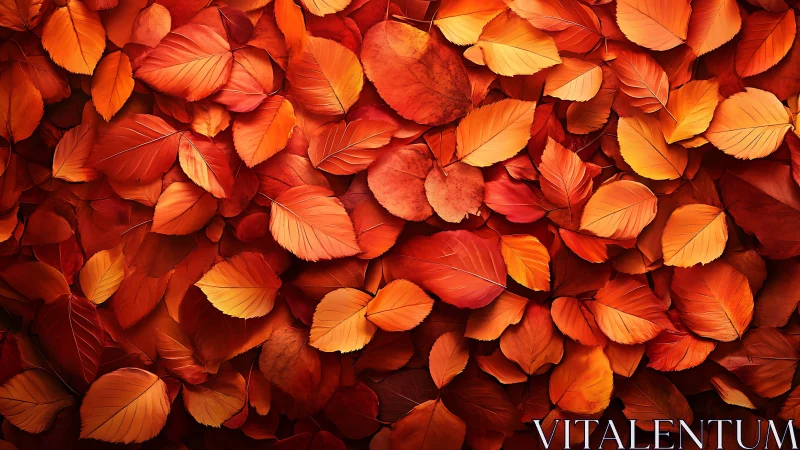 Autumn foliage macro study in layered crimson and amber leaves.