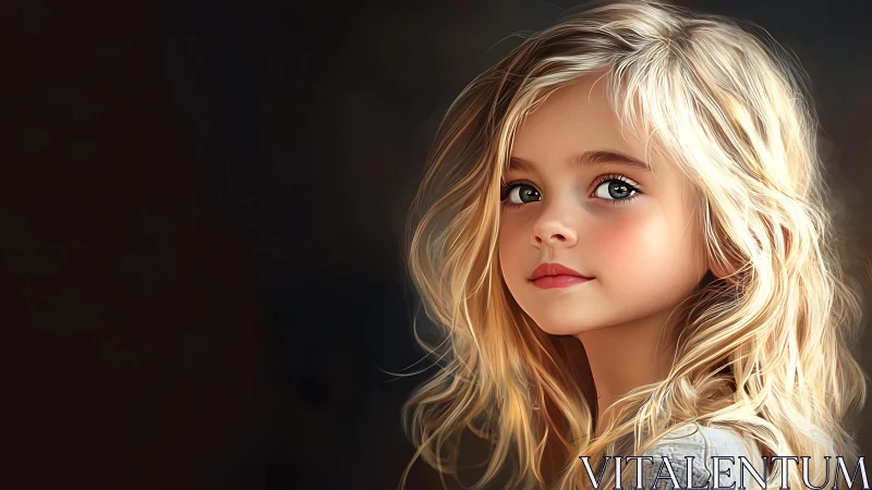 Luminous portrait of blonde child with delicate facial modeling