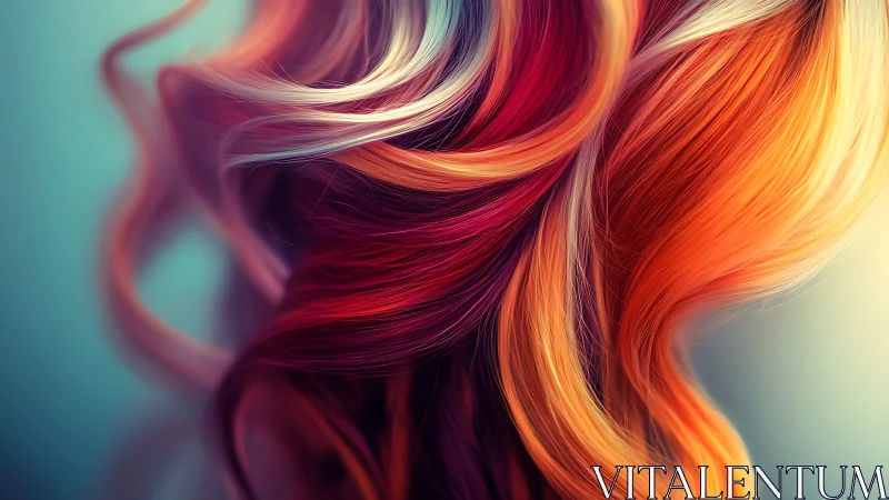 Vibrant multicolored hair strands flow in soft swirling motion