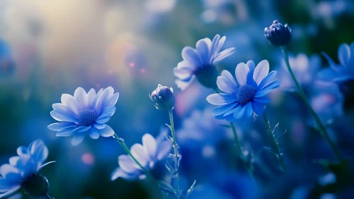 Daisy Dreams Dance in Cerulean Reverie Throughout the Garden