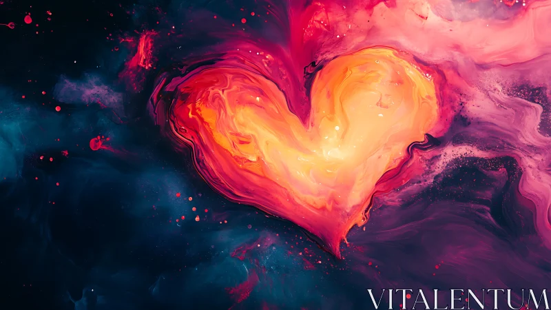 Luminescent Heart Form Rendered Through Flowing Gradient Fluid Dynamics