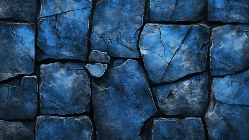 Weathered Blue Stone Wall Texture with Cracks, Realistic Style.