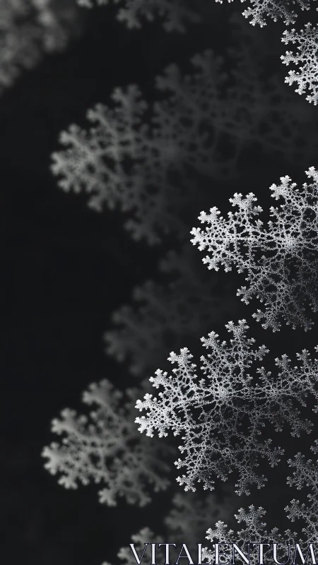 Fractal snowflake pattern on dark blurred background.