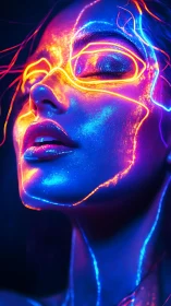 Neon kissed portrait glowing with dreamy cyberpunk light.