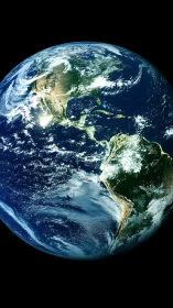 Orbital visualization of Western Hemisphere Earth systems from space.