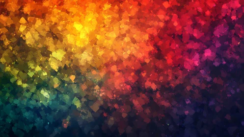 Multi-hued abstract bokeh field with clustered polygonal strokes