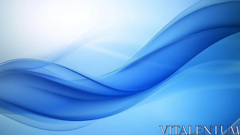 Blue translucent wave forms curve across gradient background