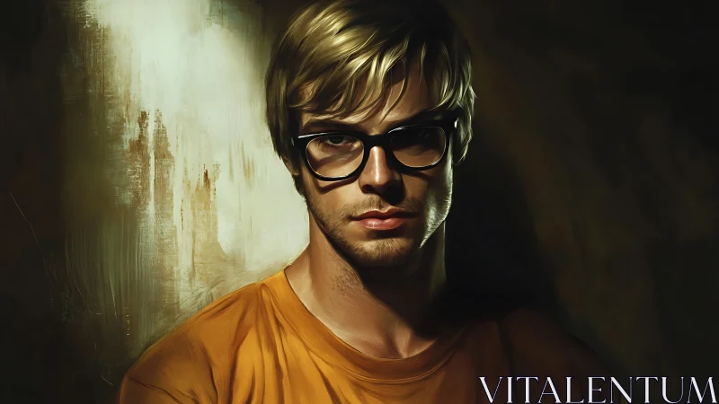 Cinematic digital portrait of young man in rim-lit chiaroscuro