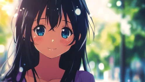 Backlit anime girl portrait with shallow depth of field