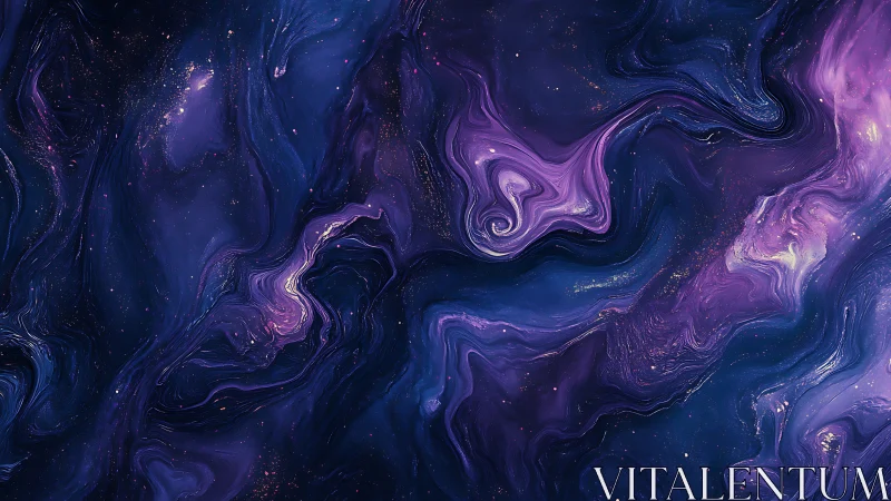 Cosmic nebula swirls in ultramarine and violet gradients.