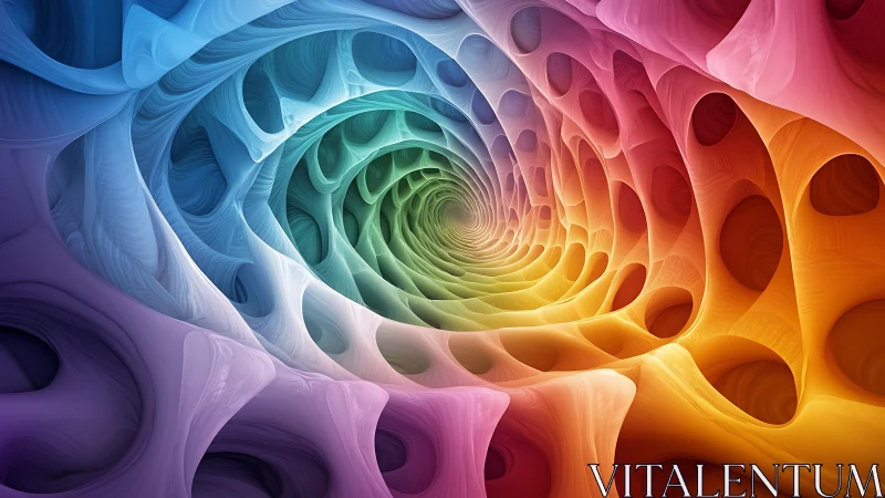 Spiraling color caverns breathe light into a fractal tunnel