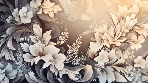 Dimensional Floral Composition with Layered Petals and Tonal Gradation.