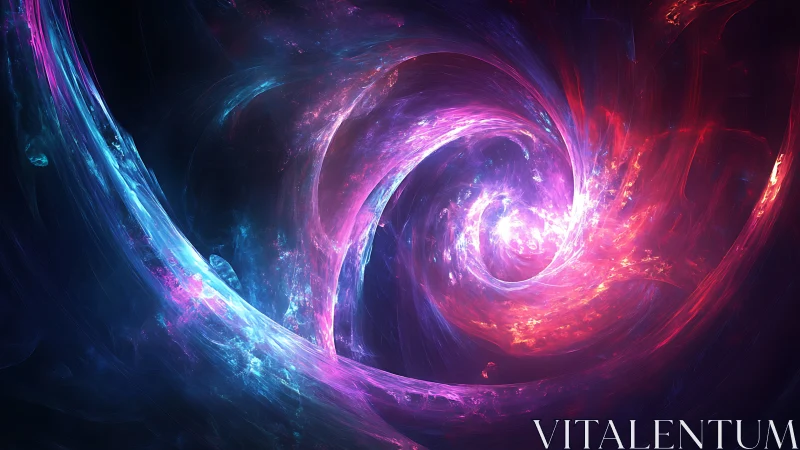 Cosmic swirl of neon light in a dreamy digital universe.