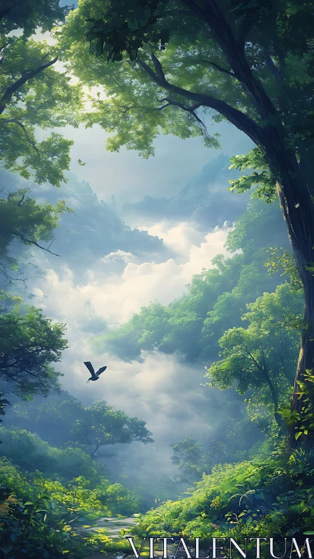 Mountain Valley Sanctuary: Ancient Tree Canopy Frame.