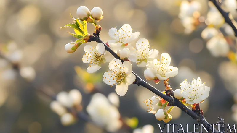Spring's Gentle Bloom Along the Branch.