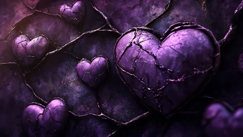 Purple Heart Cluster on Textured Vine Network.