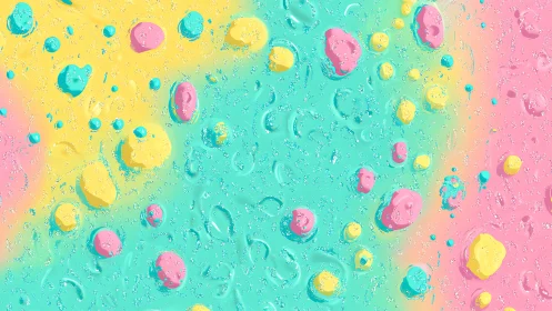 Candy colored droplets dance across a dreamy pastel ocean