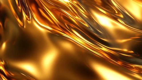 Fluid Gold Dynamics: Complex Liquid Motion with Refraction Patterns