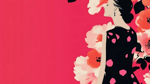 Woman in pink blossoms finding quiet courage in color.