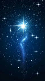 Luminous starburst trails across a midnight cosmic sky.