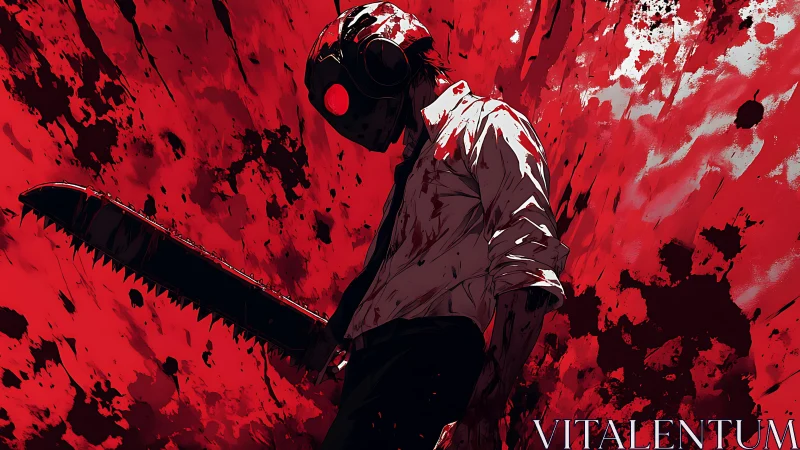 High-contrast anime slasher illustration with dynamic gore field.