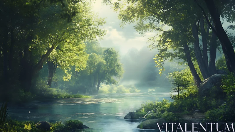 Luminescent River Forest: Digital Landscape Study.