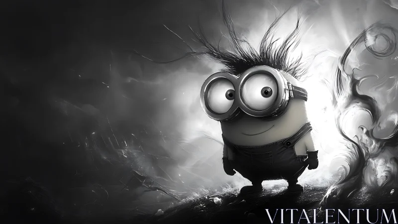 Stormlit cartoon creature grinning through swirling shadows.