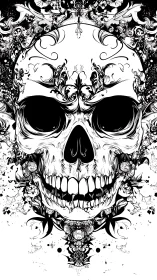 Ornate skull illustration wrapped in swirling floral dreams.