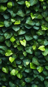 Emerald ivy hearts weaving a lush secret garden wall.