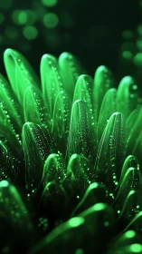 Green translucent abstract forms rise with fine surface detail