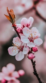 Cherry Blossoms with Resting Butterfly Blossom.