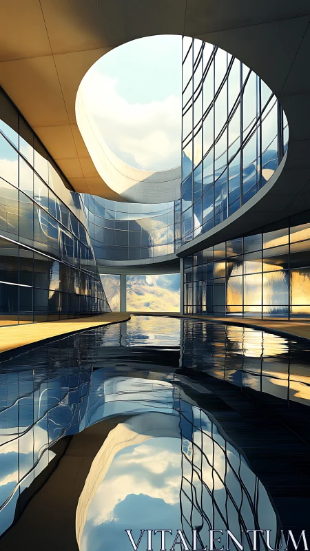 Skyloop atrium where mirrored waters fold modern daylight.