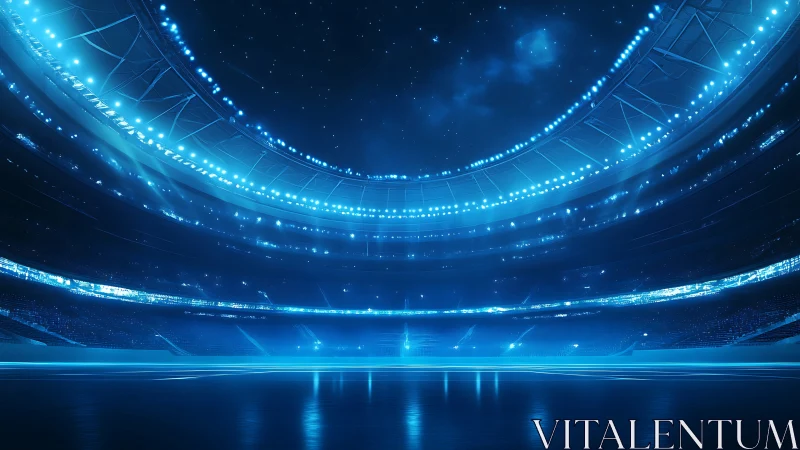 Starlit cyber arena ignites in electric sapphire stadium glow.