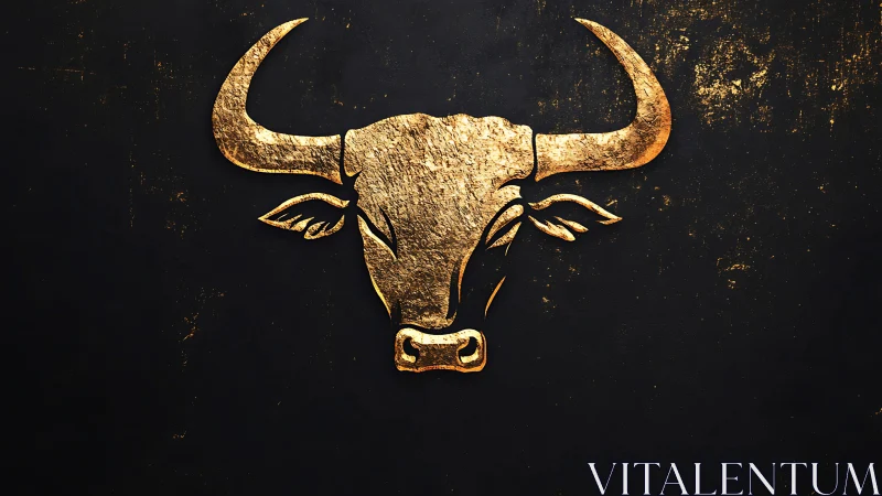 Textured gold bull emblem on distressed matte black field
