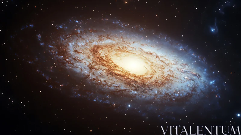 Spiral galaxy core with bright stellar disk in space.