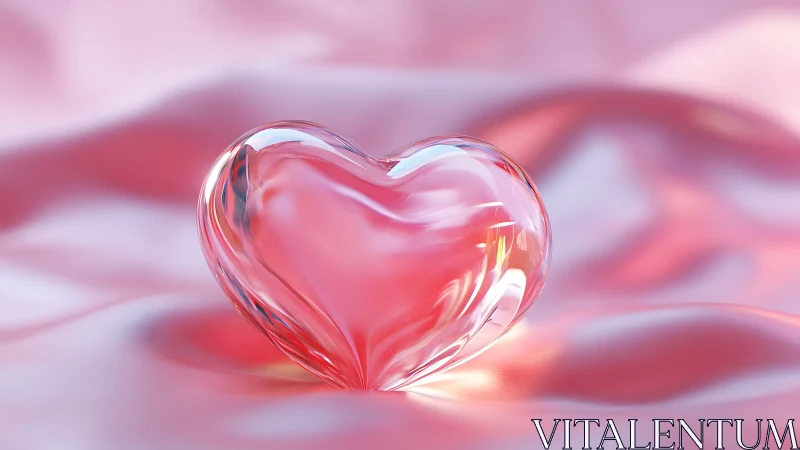 Crystalline Heart Glows Within Soft Rose Dreamscape