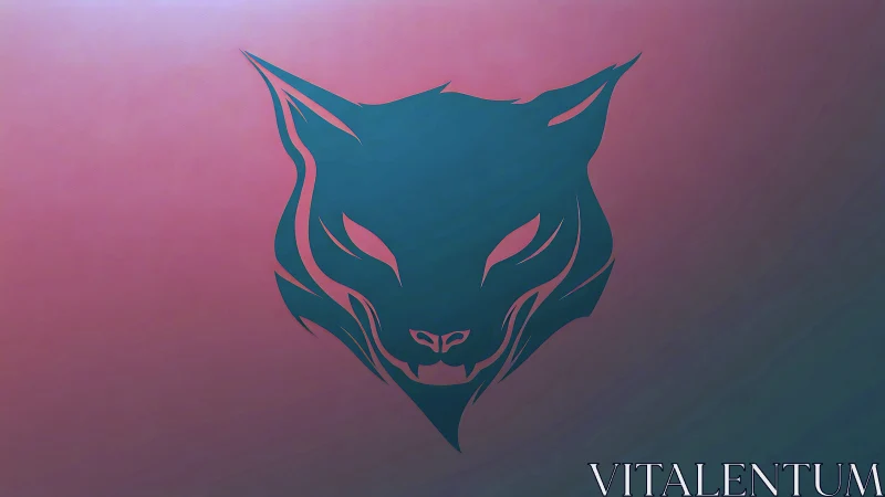 Stylized feline head logo over gradient dusk background.