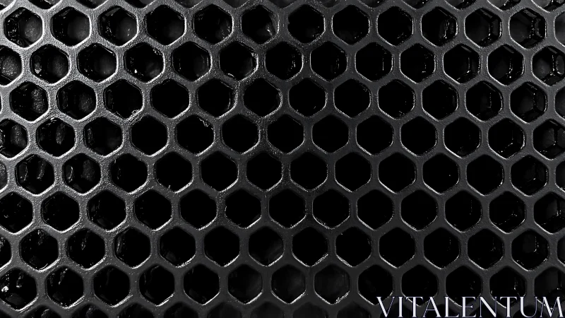 Hexagonal acoustic grille with high-contrast metallic tessellation.