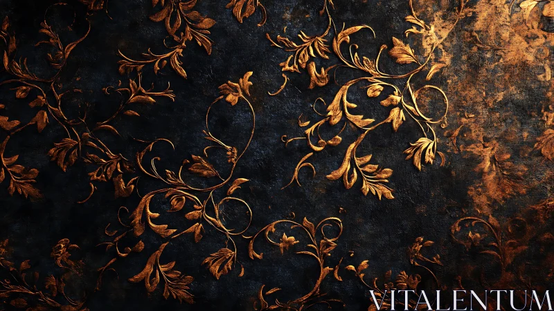 Gilded vines curl across midnight velvet, quietly glowing.