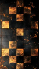 Gilded ember tiles igniting a dark checkerboard dreamscape.