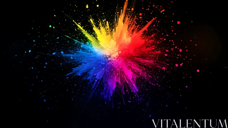 Colorful burst of radiant powder blooms across deep black