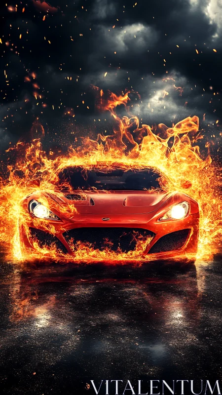 Pyrolytic Sports Car Engulfed in Incandescent Inferno.
