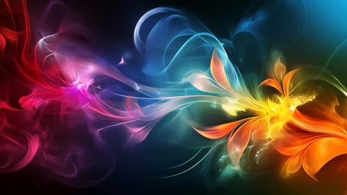 Chromatic energy streams colliding in luminous digital bloom.