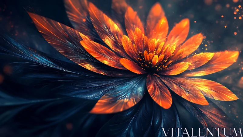 Digital painting of luminous ember blossom with radial petals.