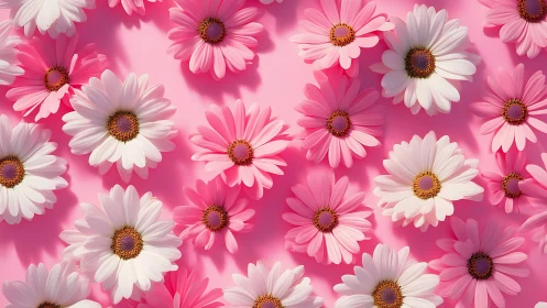 Pink Daisies Floral Composition Vibrant Gradient.