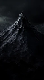 Nocturnal basalt spire under raking specular stormlight.