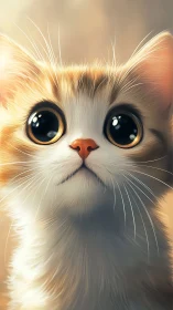 Adorable Cat with Large Golden Eyes Gazing Forward