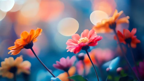 Colorful Gerberas with Bokeh Background.